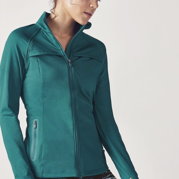 Fabletics Kimmy Athletic Teal Jacket Cross Back Athleisure Like New Size XS EUC - Picture 2 of 13